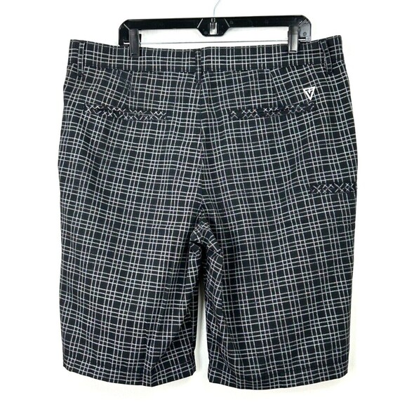 Vurt Mens Size W36x11L Shorts Chino Flat Front Black White Plaid Casual N4 - Picture 5 of 11